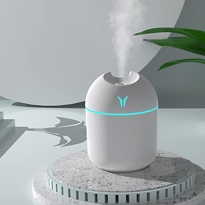 USB Humidifier With Lights, Portable Mini Low Noise Humidifier, Quiet Cool Mist Humidifier for Bedroom and Office, Plants, Easy to Clean